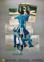 Signed XIV Olympic Winter Games Ice Skating Poster Signed XIV Olympic Winter Games Ice Skating Poster