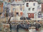 The Harbour, Polperro watercolour by Greville Irwin RBA